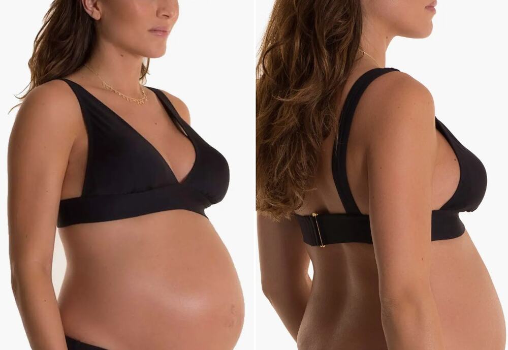 Pez D'Or Womens Wide Strap Bikini Top Size XL 14 Maternity Black Removable Cups